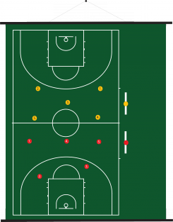 94 x 105 cm - Oprolbaar magnetisch coachbord basketbal